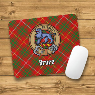Clan Bruce Crest over Tartan Mouse Mat