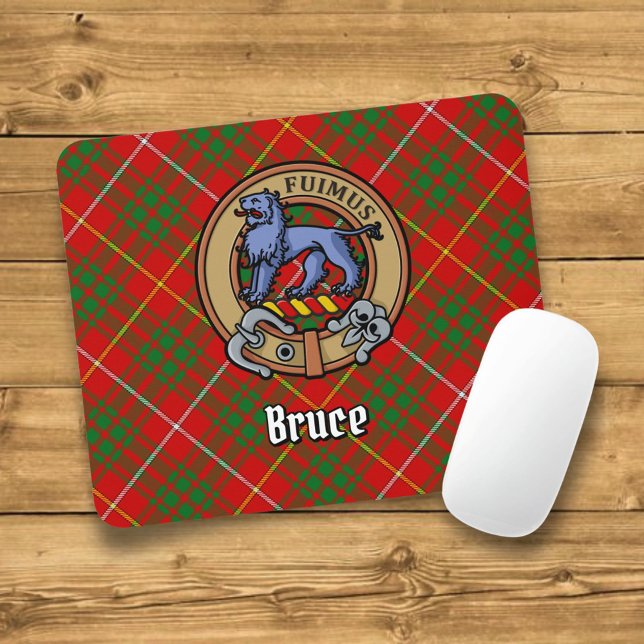 Clan Bruce Crest over Tartan Mouse Mat (Creator Uploaded)