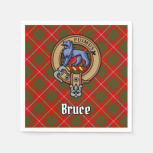 Clan Bruce Crest over Tartan Napkin
