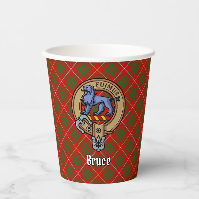 Clan Bruce Crest over Tartan Paper Cups (Front)