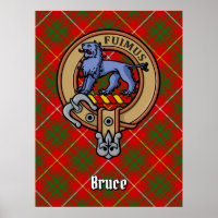 Clan Bruce Crest over Tartan