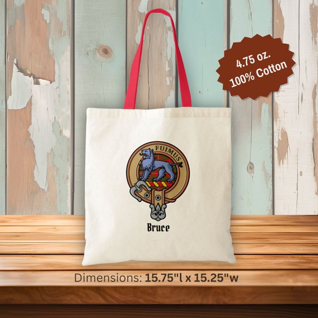 Clan Bruce Crest over Tartan Tote Bag (Creator Uploaded)