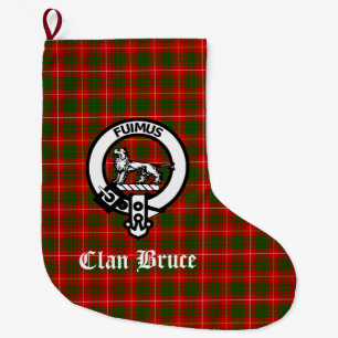 Clan Bruce Crest & Tartan Customisable Large Christmas Stocking