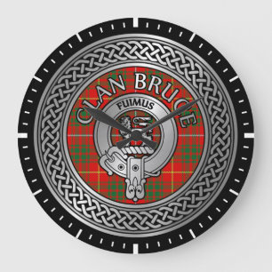 Clan Bruce Crest & Tartan Knot Large Clock