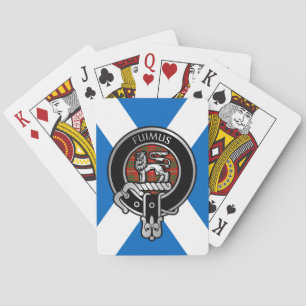 Clan Bruce Crest & Tartan on Saltire Playing Cards