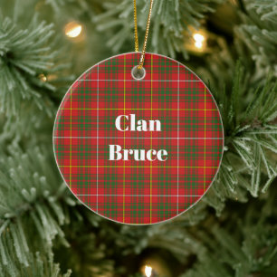 Clan Bruce Modern Tartan Ceramic Tree Decoration