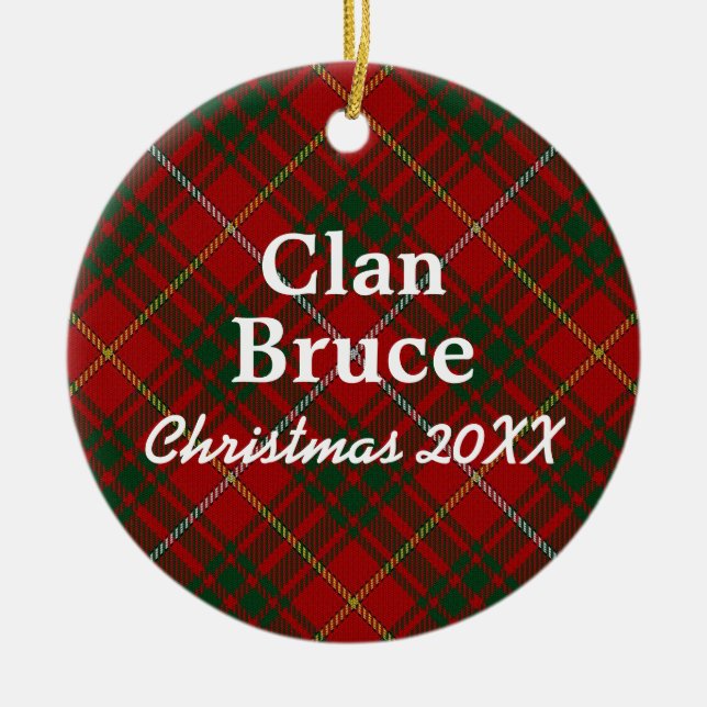 Clan Bruce Scottish Tartan Ceramic Tree Decoration (Front)