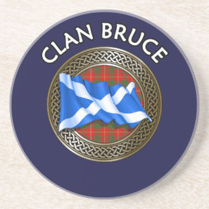 Clan Bruce Tartan Knot & Flag Coaster