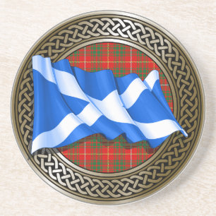 Clan Bruce Tartan Knot & Flag Coaster