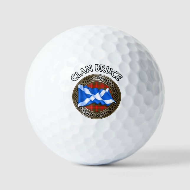 Clan Bruce Tartan Knot & Flag Golf Balls (Front)