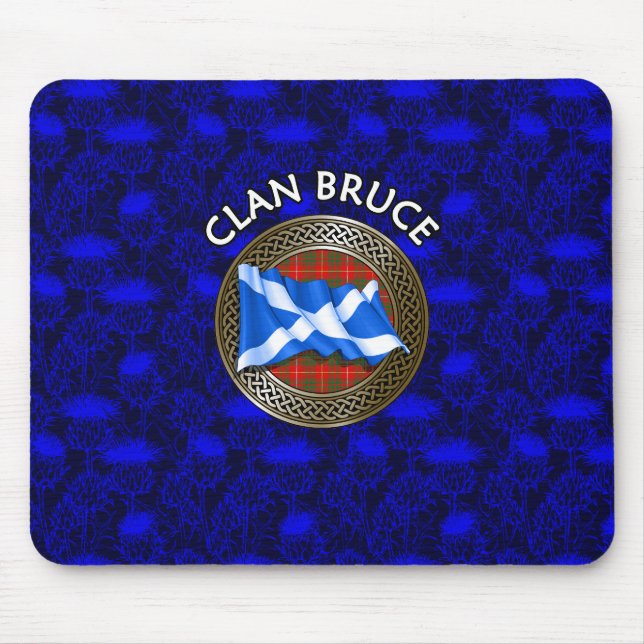 Clan Bruce Tartan Knot & Flag Mouse Mat (Front)