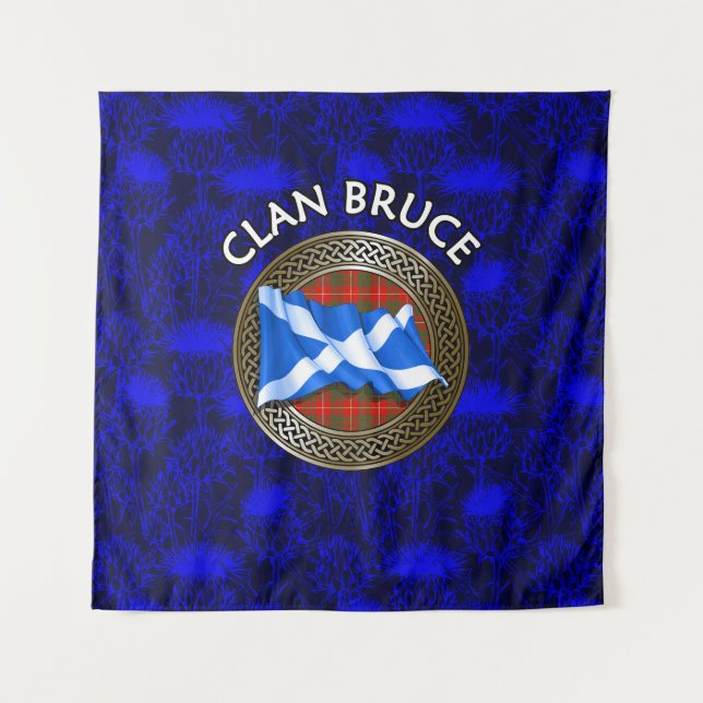 Clan Bruce Tartan Knot & Flag Tapestry (Front)
