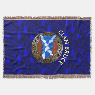 Clan Bruce Tartan Knot & Flag Throw Blanket