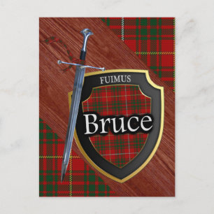 Clan Bruce Tartan Sword & Shield Postcard