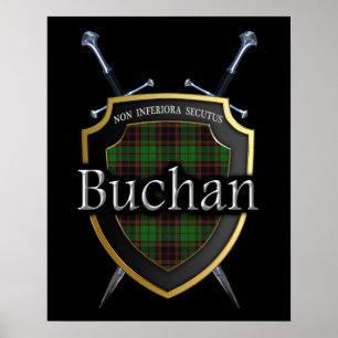 Clan Buchan Tartan Shield & Swords Print