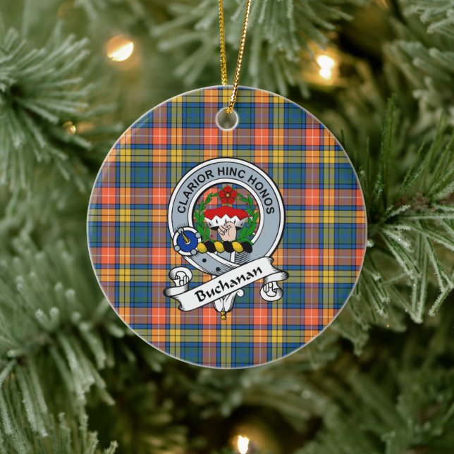 Clan Buchanan Ancient Badge Tartan Plaid Ceramic Tree Decoration (Tree)