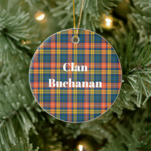 Clan Buchanan Ancient Tartan Ceramic Tree Decoration