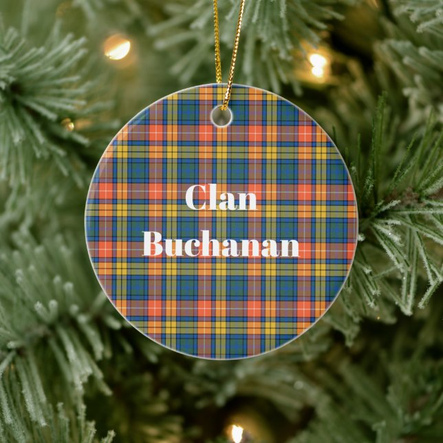 Clan Buchanan Ancient Tartan Ceramic Tree Decoration (Tree)