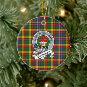 Clan Buchanan Badge Tartan Plaid Ceramic Tree Decoration