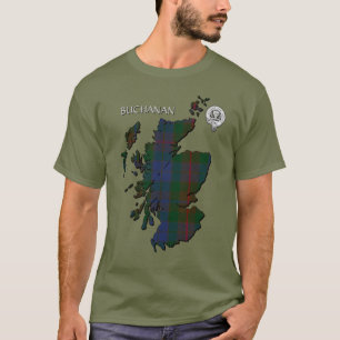 Clan Buchanan Crest & Hunting Tartan Map T-Shirt