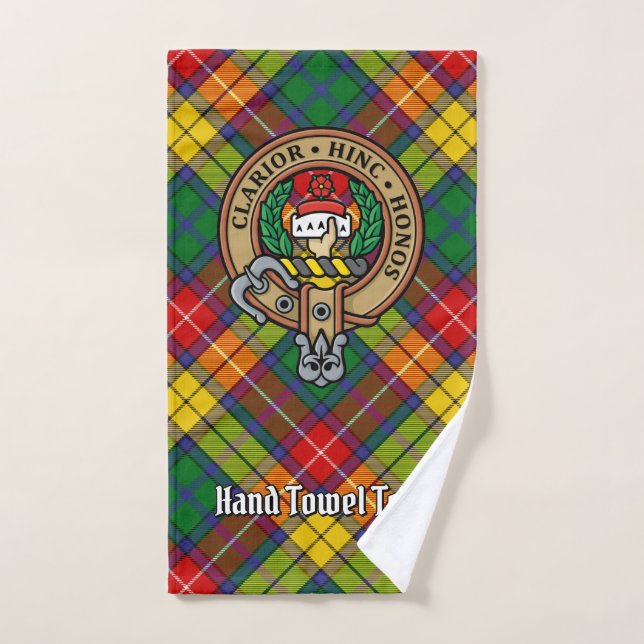 Clan Buchanan Crest over Tartan Bath Towel Set (Hand Towel)