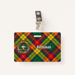 Clan Buchanan Crest over Tartan ID Badge