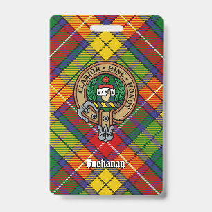 Clan Buchanan Crest over Tartan ID Badge