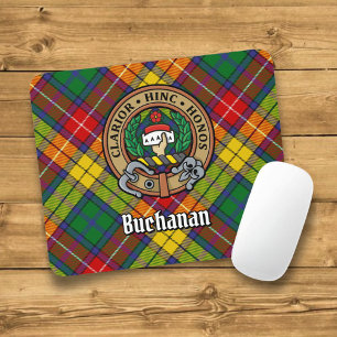 Clan Buchanan Crest over Tartan Mouse Mat
