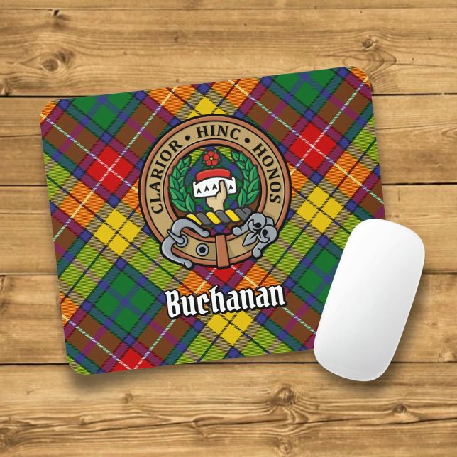 Clan Buchanan Crest over Tartan Mouse Mat (Creator Uploaded)