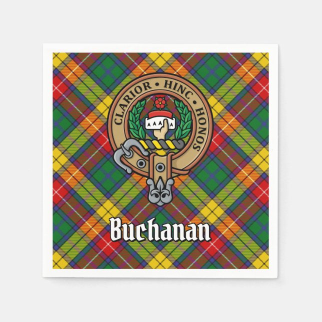 Clan Buchanan Crest over Tartan Napkin (Front)