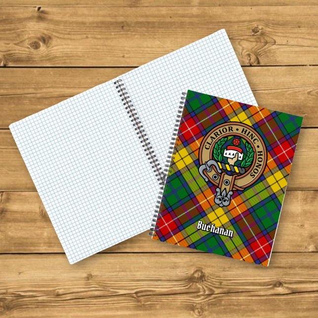Clan Buchanan Crest over Tartan Notebook (Creator Uploaded)