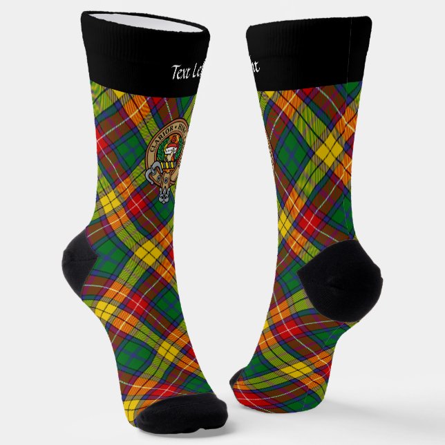 Clan Buchanan Crest over Tartan Socks (Angled)