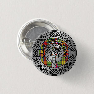 Clan Buchanan Crest & Tartan Knot 3 Cm Round Badge