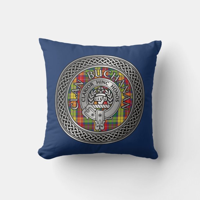 Clan Buchanan Crest & Tartan Knot Cushion (Front)