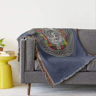 Clan Buchanan Crest & Tartan Knot Throw Blanket