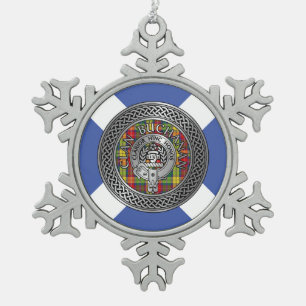 Clan Buchanan Crest & Tartan Snowflake Pewter Christmas Ornament