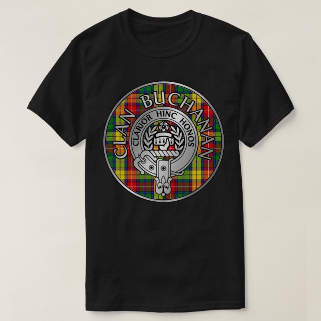 Clan Buchanan Crest Tartan T-Shirt (Design Front)