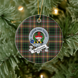 Clan Buchanan Hunting Badge Tartan Plaid Ceramic Tree Decoration