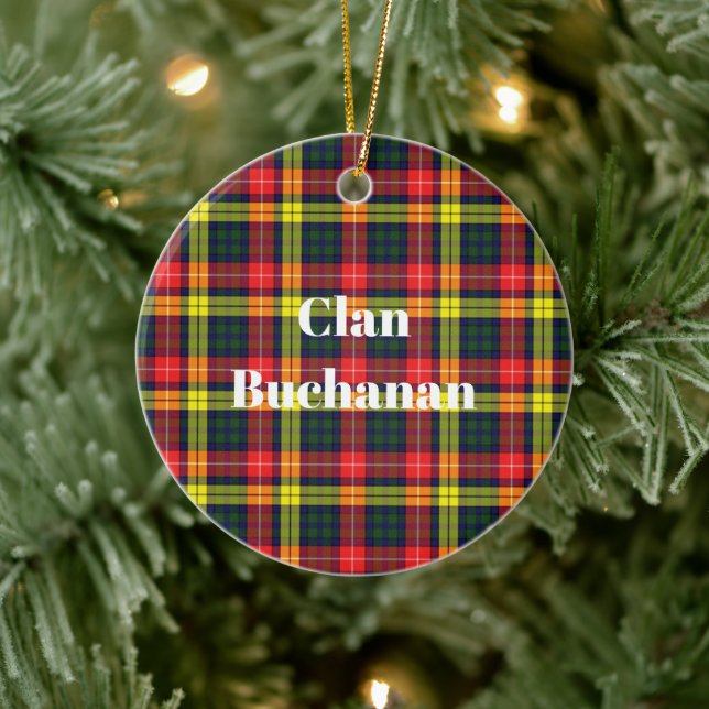 Clan Buchanan Modern Tartan Ceramic Tree Decoration (Tree)