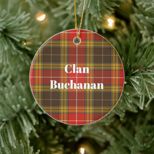 Clan Buchanan Old Set Weathered Tartan Ceramic Tree Decoration (Tree)