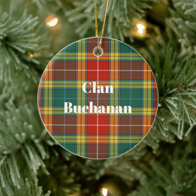 Clan Buchanan Old Sett Tartan Ceramic Tree Decoration (Tree)