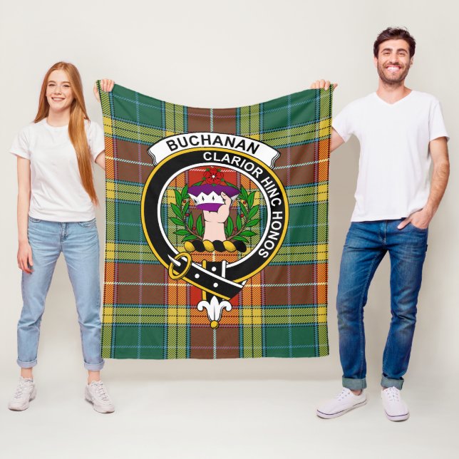 Clan Buchanan Old Sett Tartan Plaid Fleece Blanket (In Situ)
