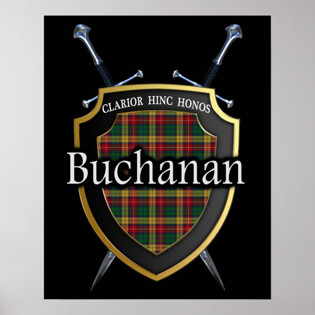 Clan Buchanan Scottish Shield & Swords Poster (Front)