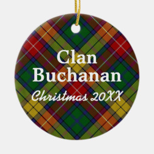 Clan Buchanan Scottish Tartan Ceramic Tree Decoration