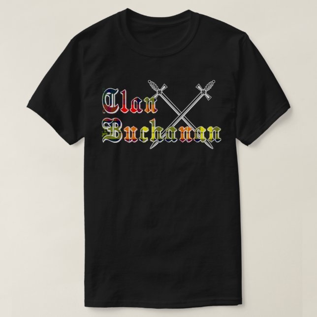 Clan Buchanan surname last name Scottish Tartan  T-Shirt (Design Front)