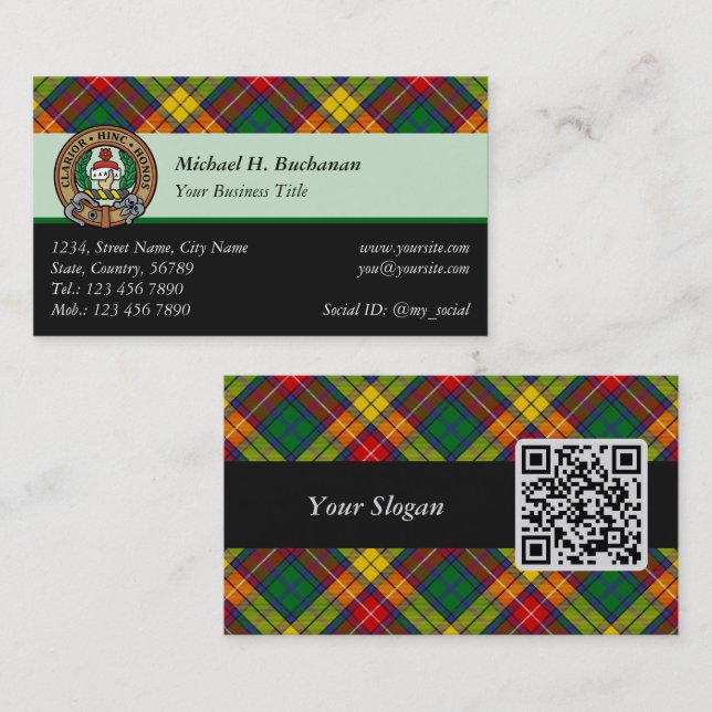Clan Buchanan Tartan Business Card (Front/Back)