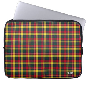 Clan Buchanan Tartan Colourful Plaid Monogram Laptop Sleeve