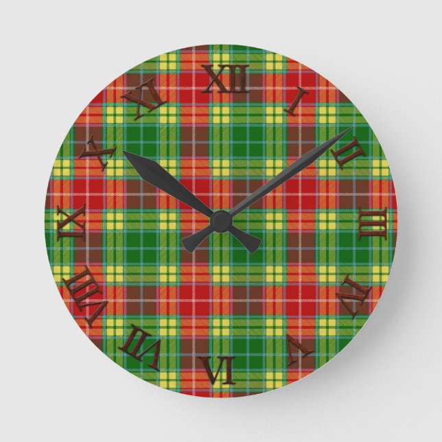 Clan Buchanan Tartan Round Clock (Front)