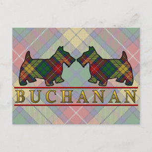 Clan Buchanan Tartan Scottie Dogs Postcard