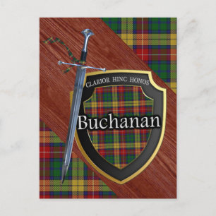 Clan Buchanan Tartan Sword & Shield Postcard